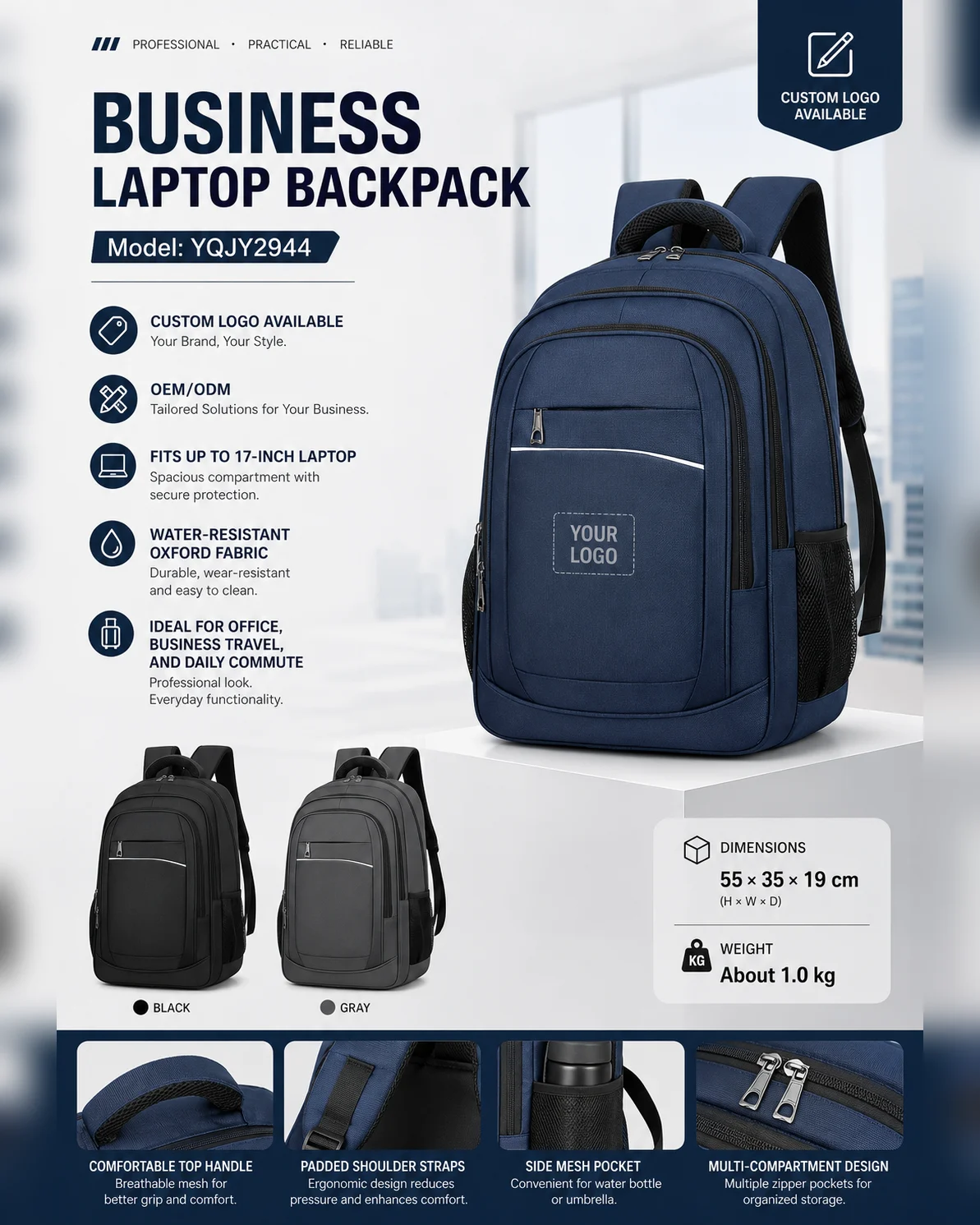 YQJY2944 Water-Resistant Laptop Backpack