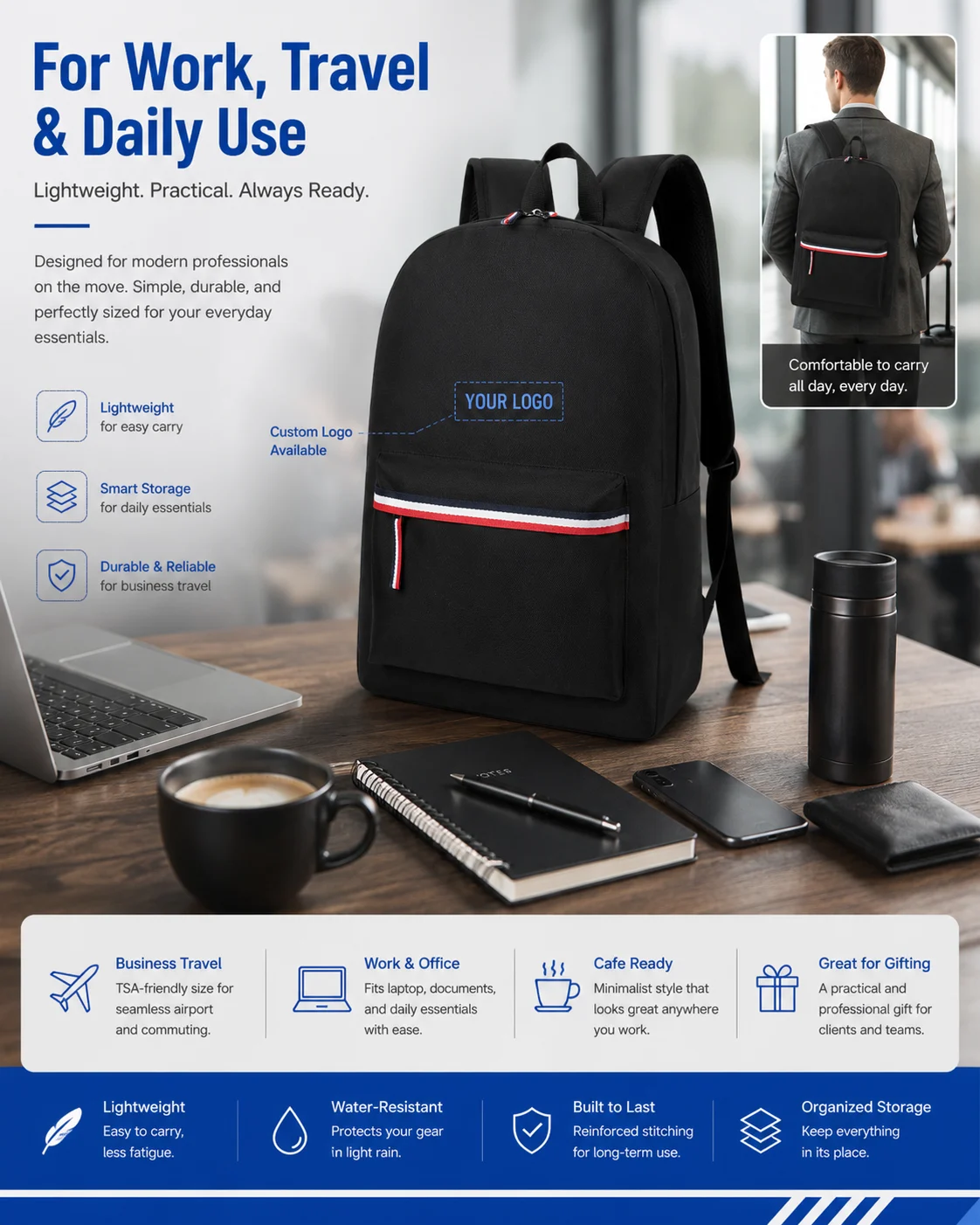 YQJY0016 Commuter Backpack and Hand Carry Bag 5