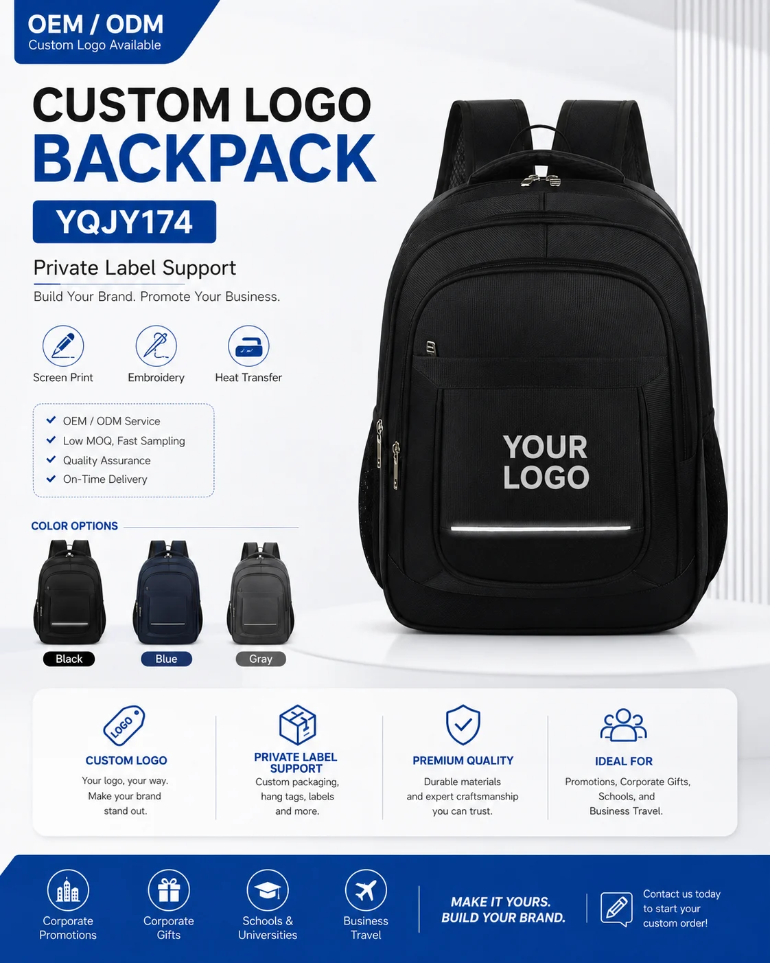 YQJY174 Waterproof Oxford Business Backpack