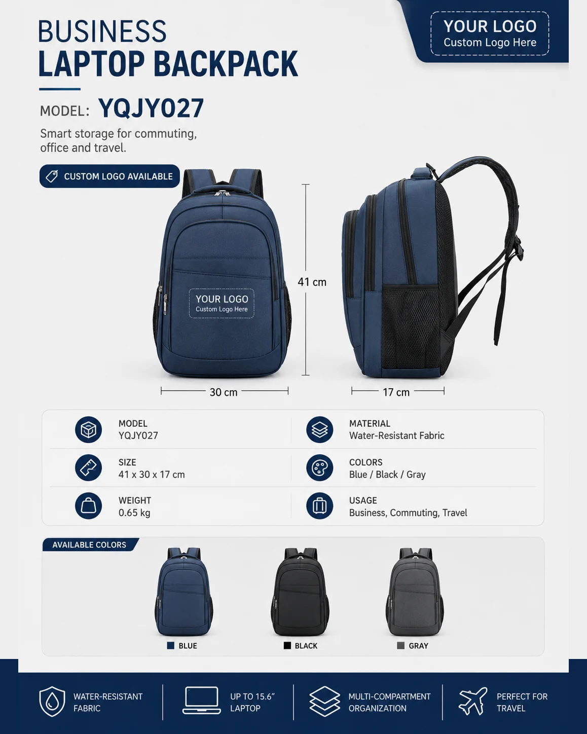 YQJY027 Water-Resistant Business Backpack 4