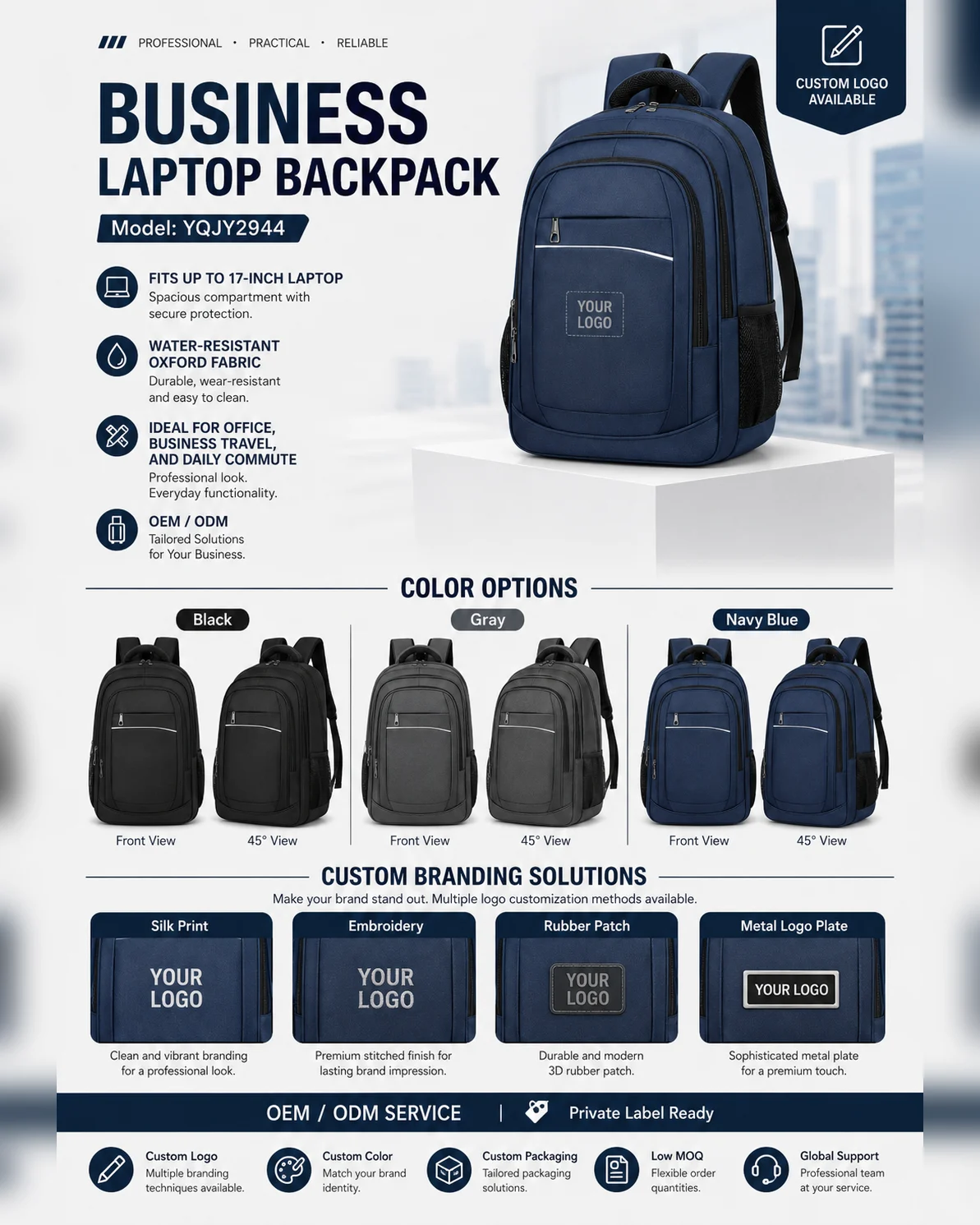 YQJY2944 Water-Resistant Laptop Backpack