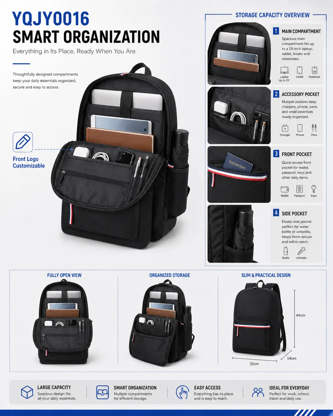 YQJY0016 Commuter Backpack and Hand Carry Bag 8