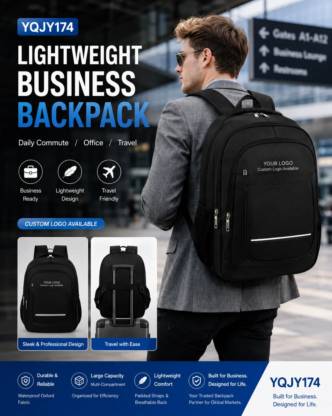 YQJY174 Waterproof Oxford Business Backpack 2