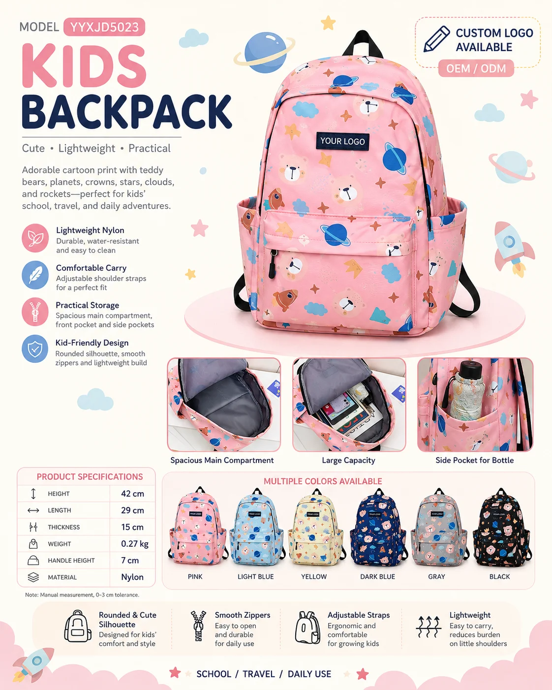 YYXJD5023 Kids School Backpack
