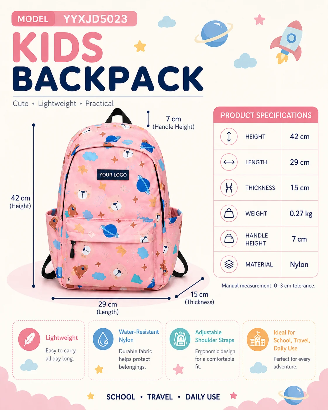 YYXJD5023 Kids School Backpack
