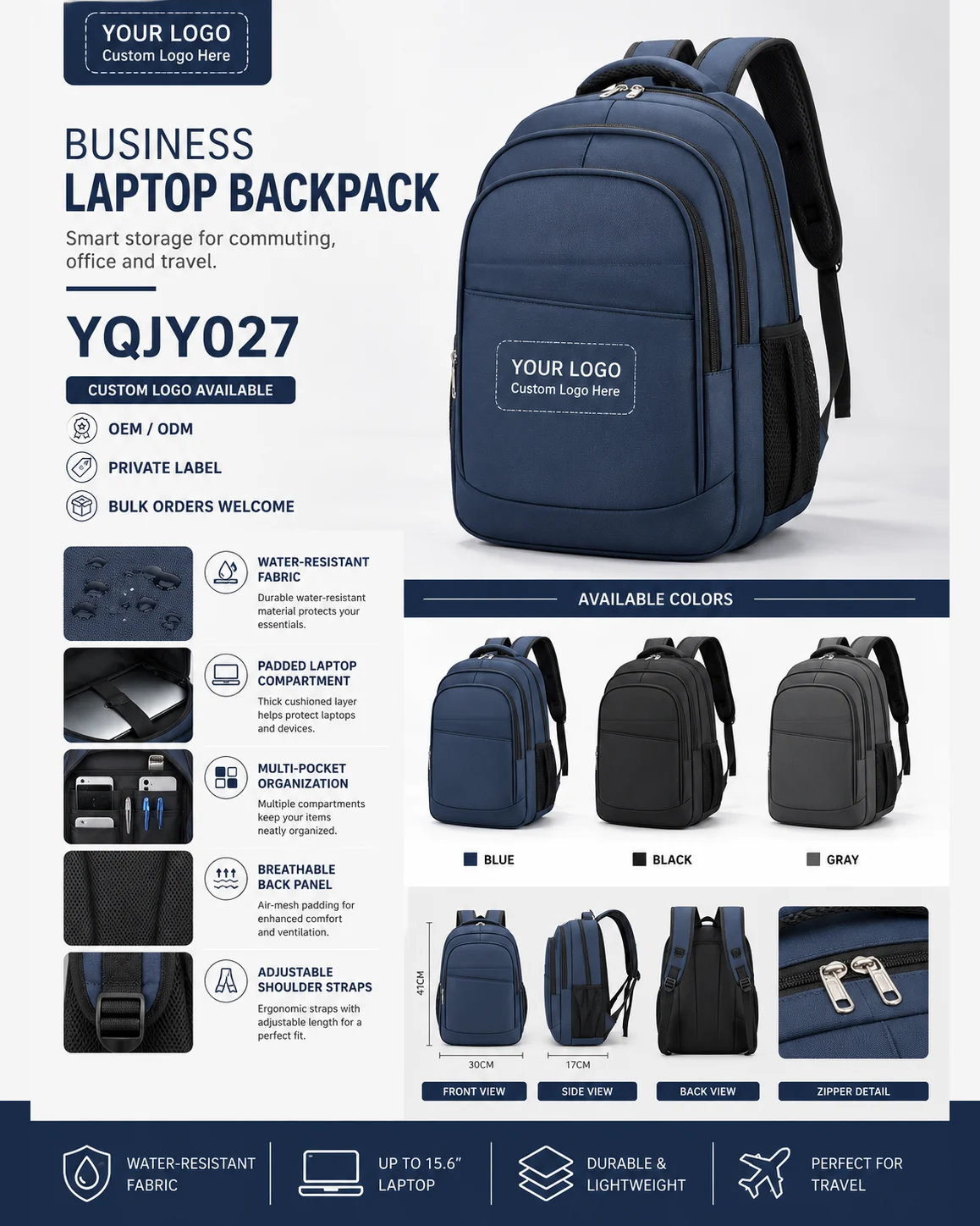YQJY027 Water-Resistant Business Backpack