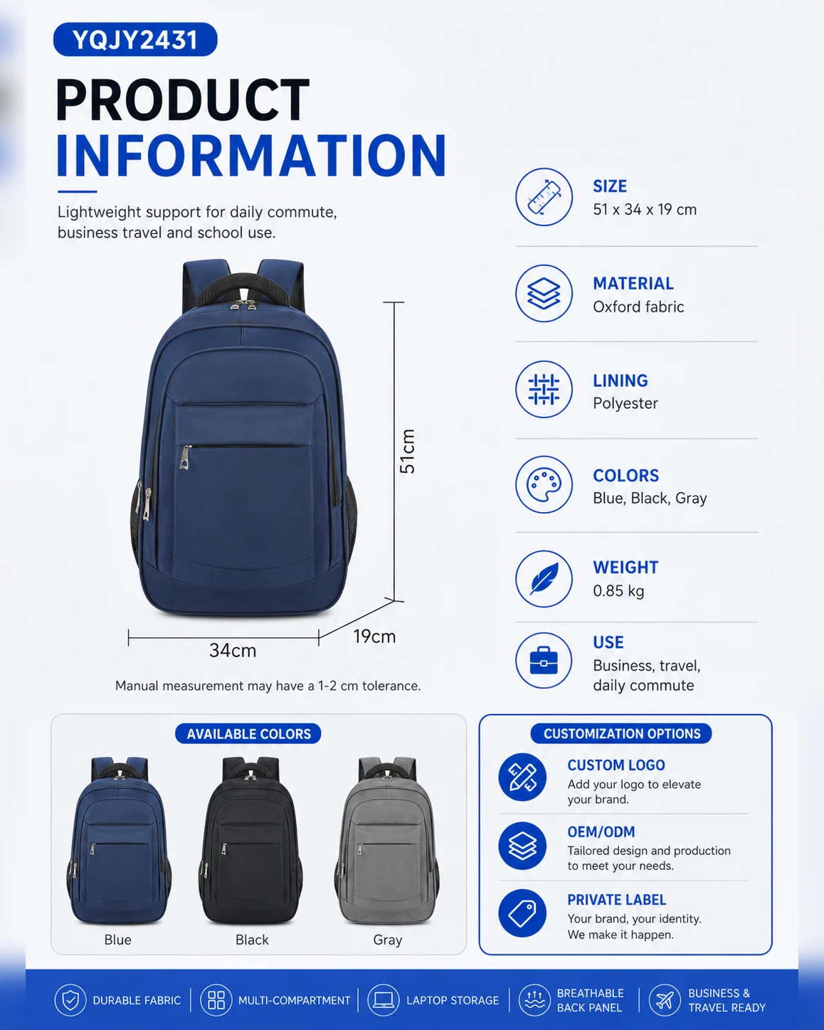 YQJY2431 Business Commuter Backpack