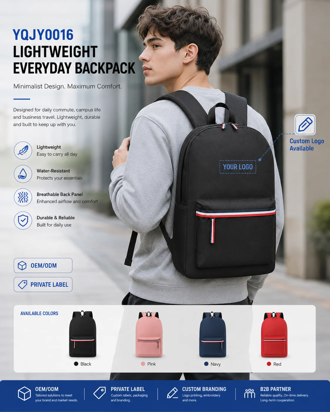 YQJY0016 Commuter Backpack and Hand Carry Bag