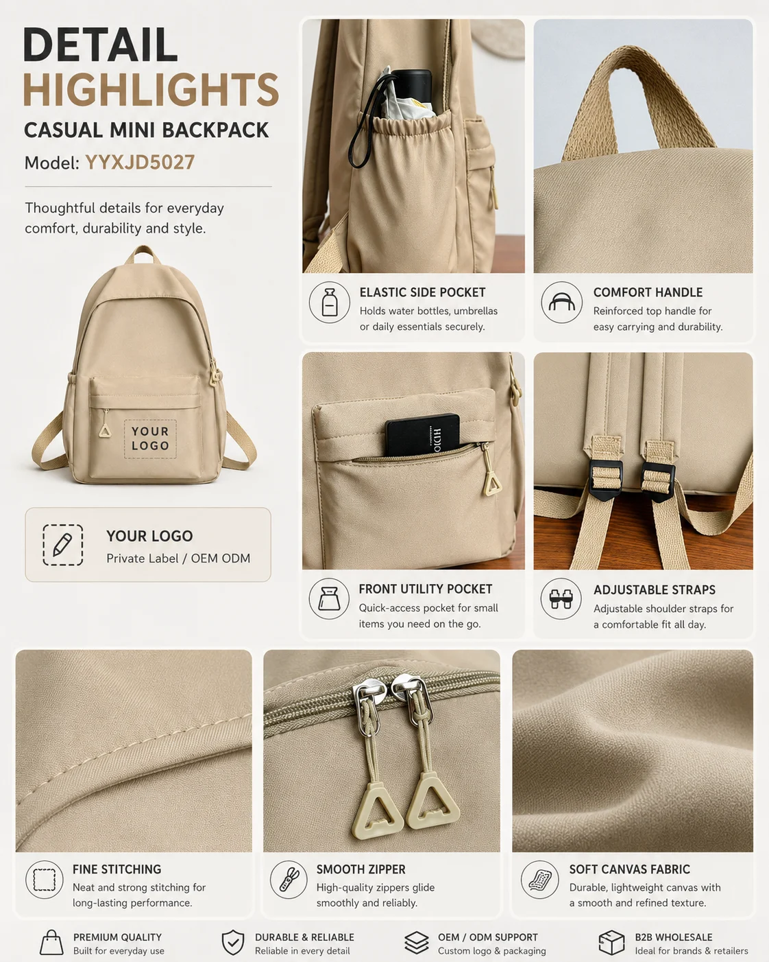 YYXJD5027 Canvas Mini Backpack 4