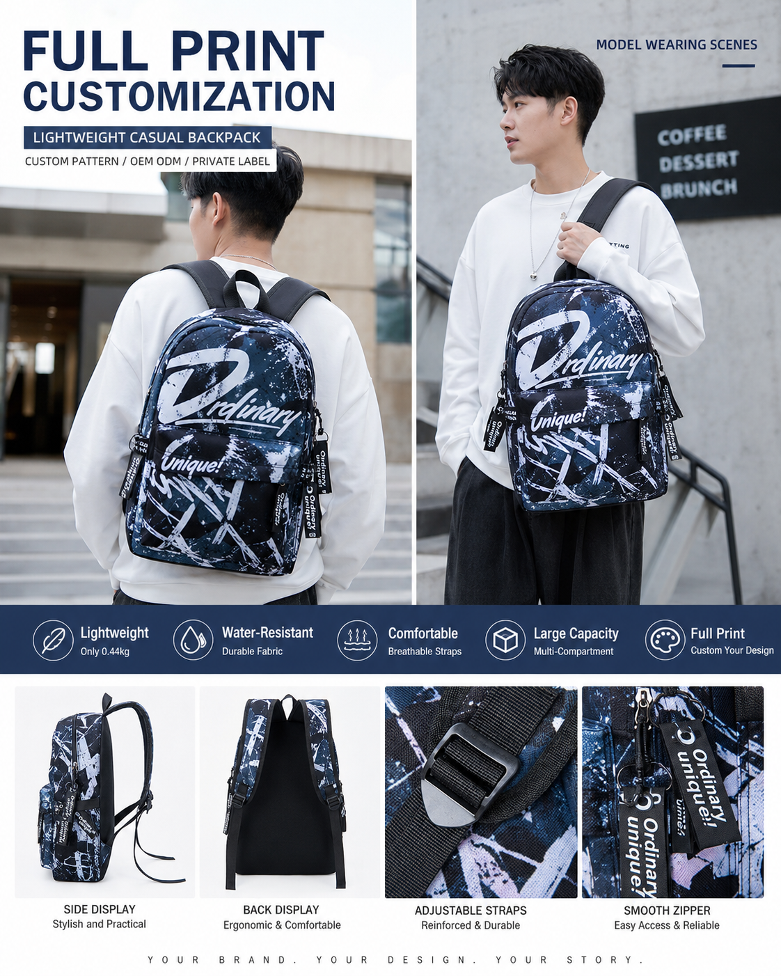 YQJY0014 Custom All-Over Print Backpack product detail image 2