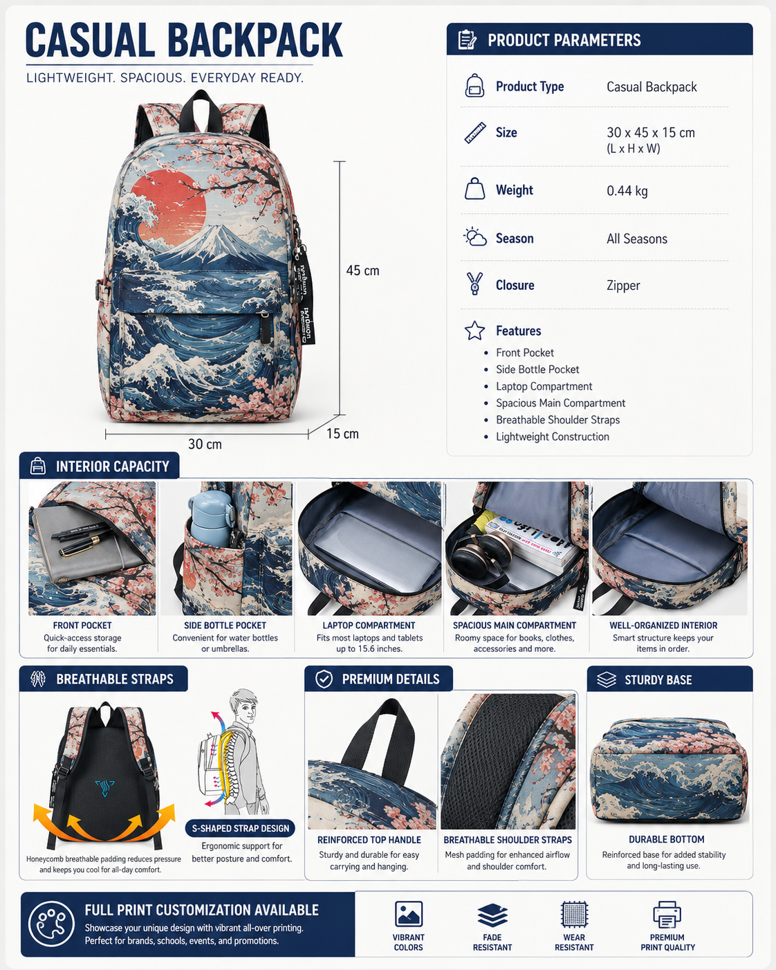 YQJY0014 Custom All-Over Print Backpack product detail image 3