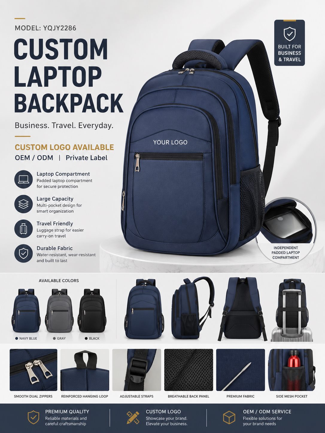 YQJY2286 Business Laptop Travel Backpack