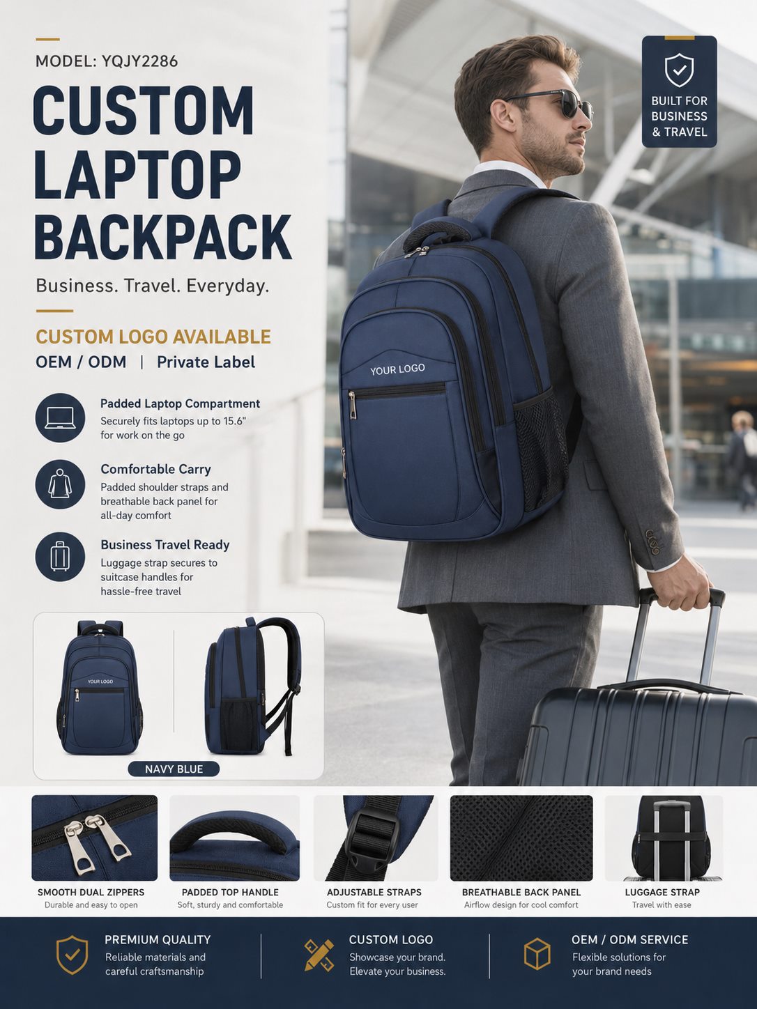 YQJY2286 Business Laptop Travel Backpack product detail image 2