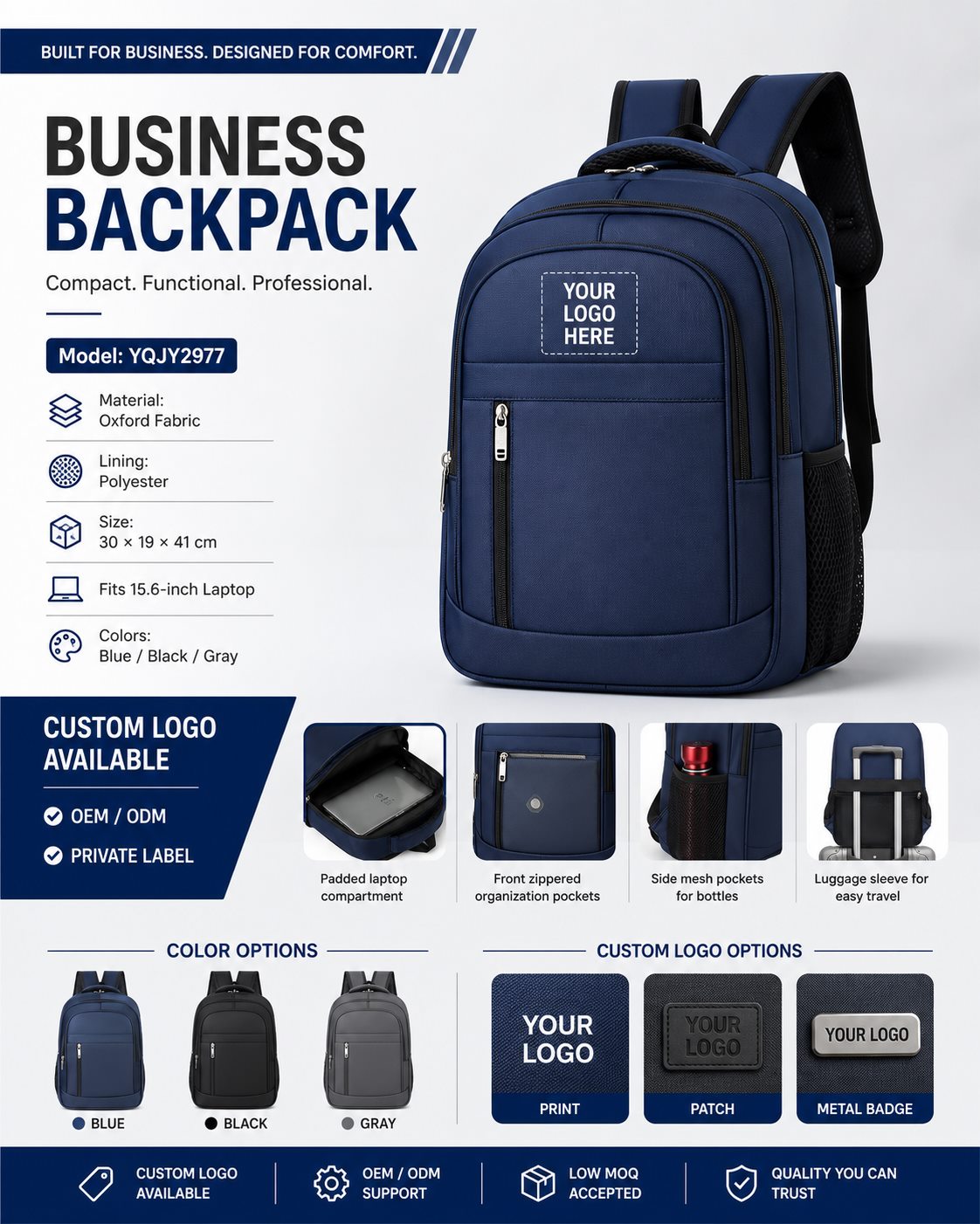 YQJY2977 Compact Business Backpack