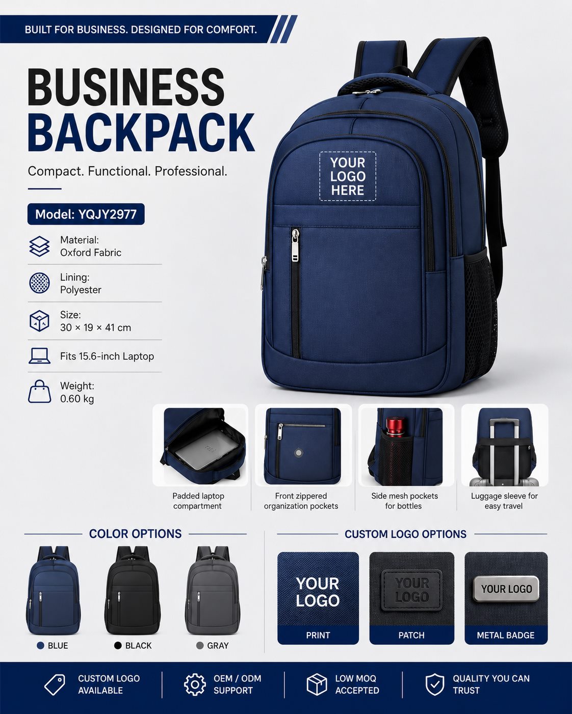 YQJY2977 Compact Business Backpack product detail image 4