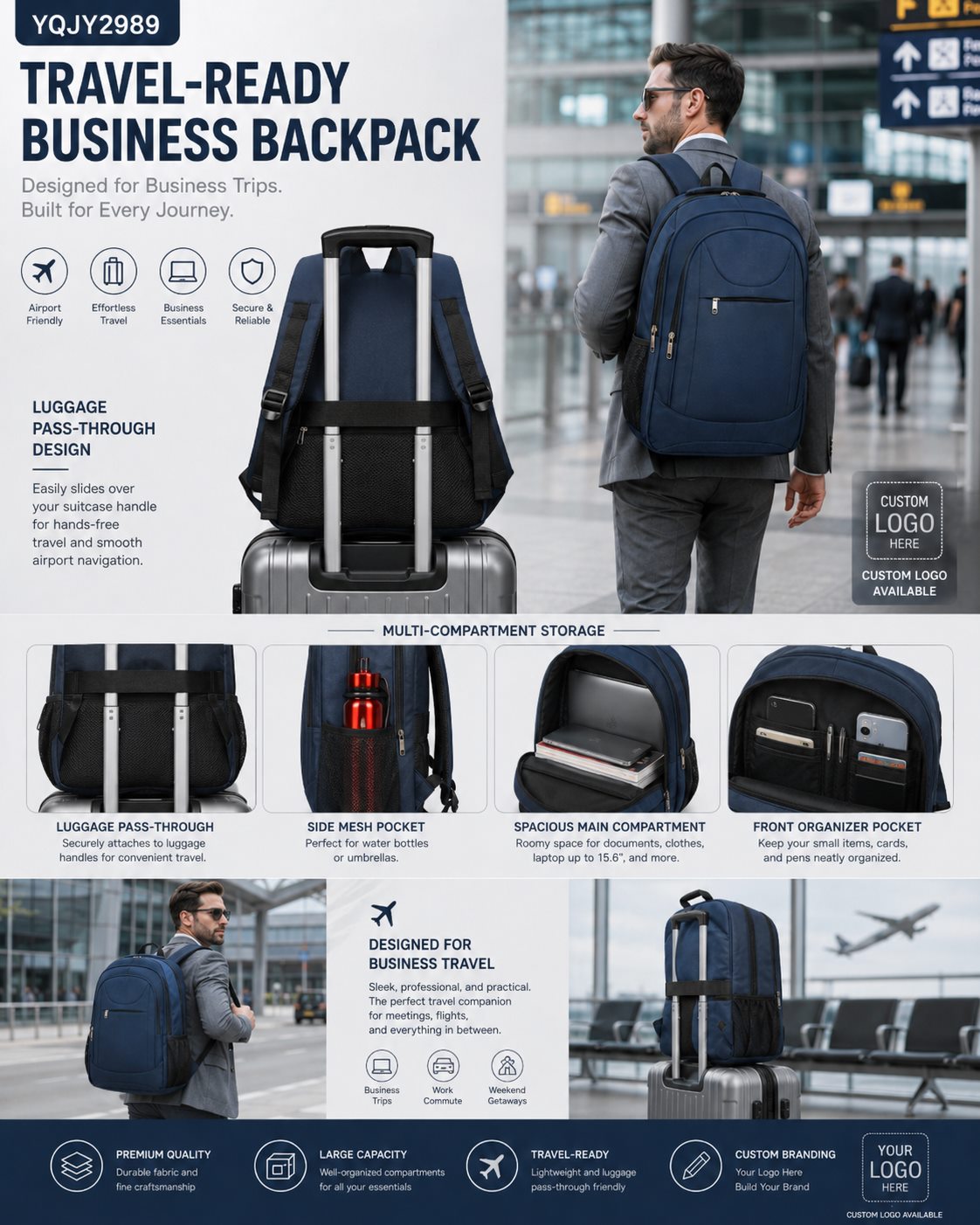 YQJY2989 Travel-ready Business Backpack product detail image 2