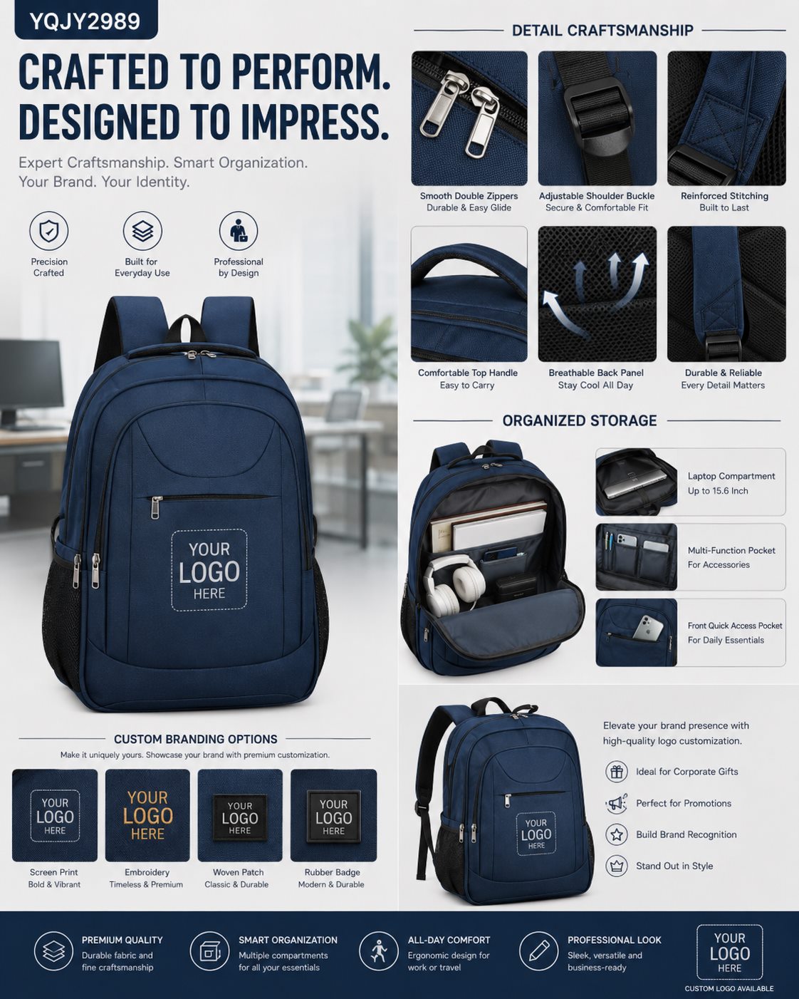 YQJY2989 Travel-ready Business Backpack product detail image 3
