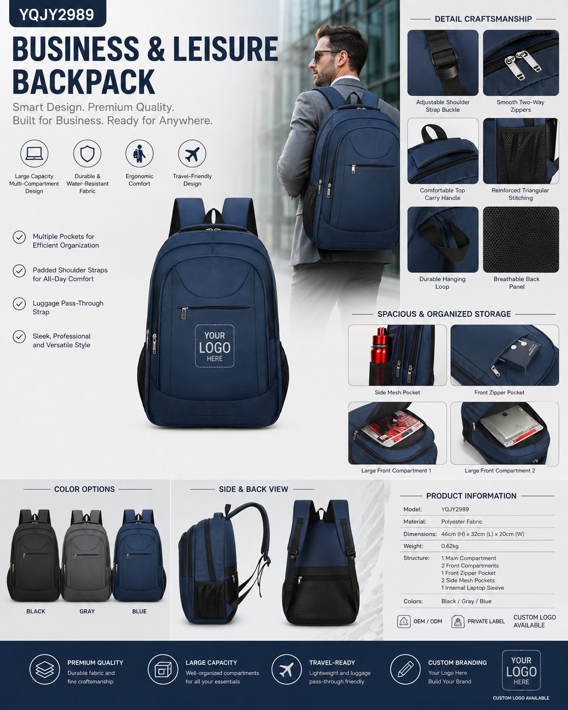 YQJY2989 Travel-ready Business Backpack product detail image 5