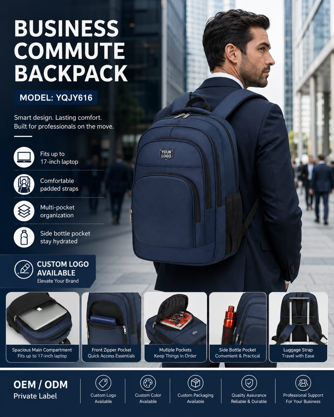 YQJY616 17-inch Business Travel Backpack product detail image 2