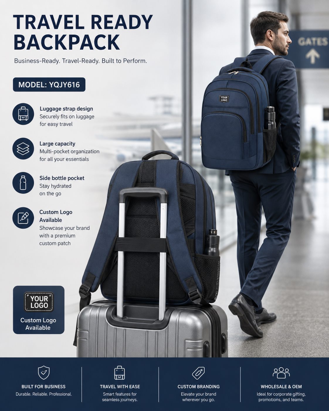 YQJY616 17-inch Business Travel Backpack product detail image 3