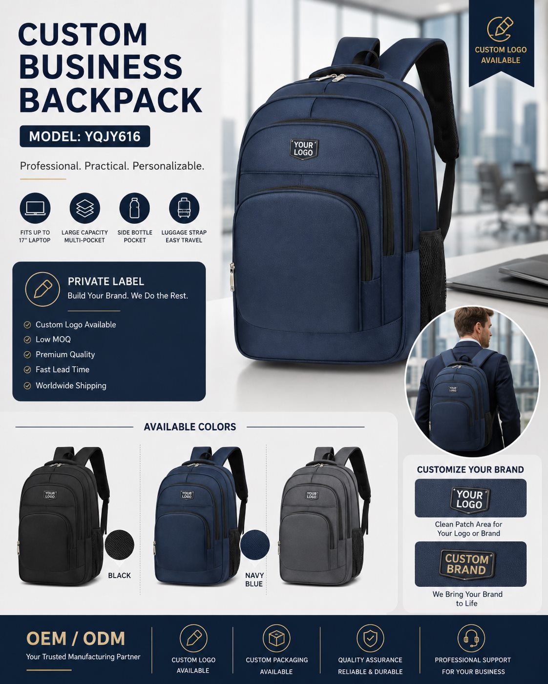 YQJY616 17-inch Business Travel Backpack product detail image 5